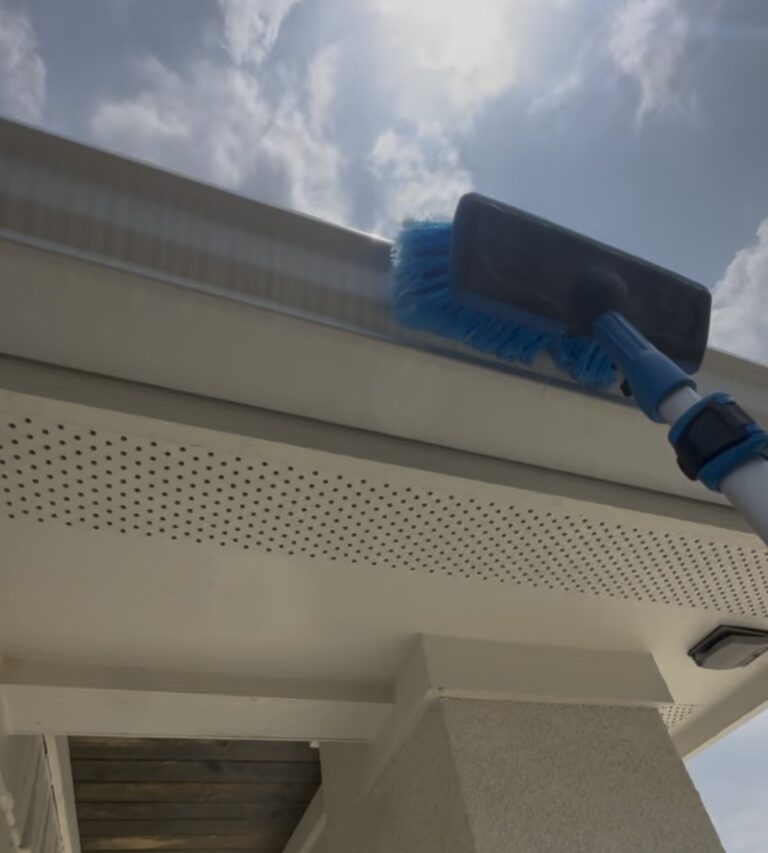 Gutter Brightening to remove tiger stripes in Bryan TX