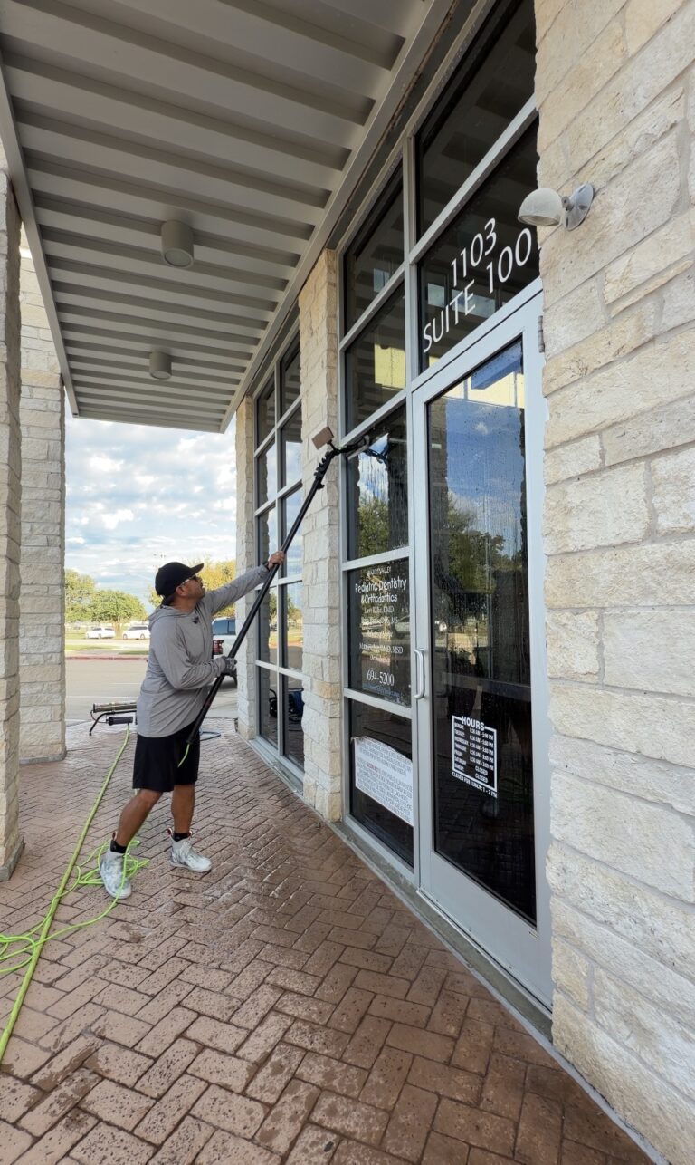 Window cleaning at Brazos Valley Pediatric in College Station TX