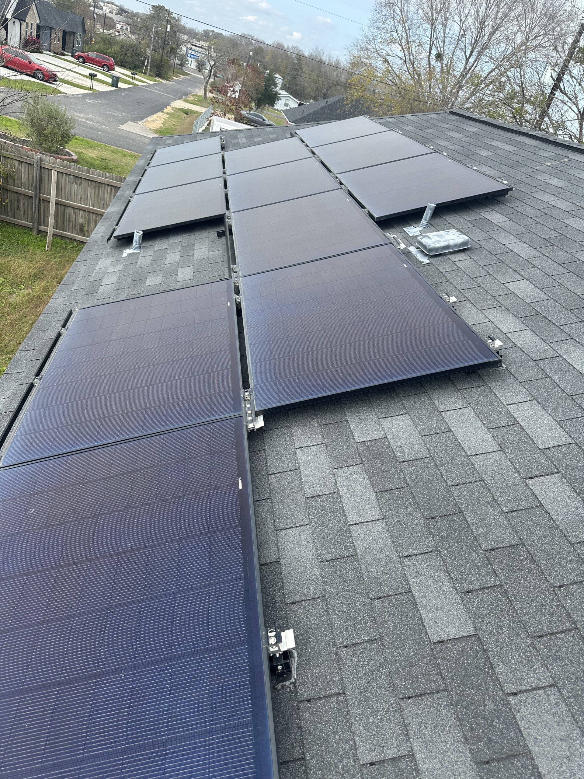 solar panels after heavy pollen build up removal in Bryan TX