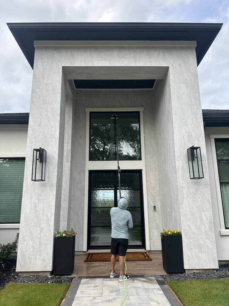 Window cleaning in the Traditions neighborhood in Bryan TX
