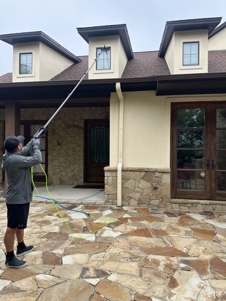 House wash and window cleaning in the Traditions neighborhood in Bryan TX