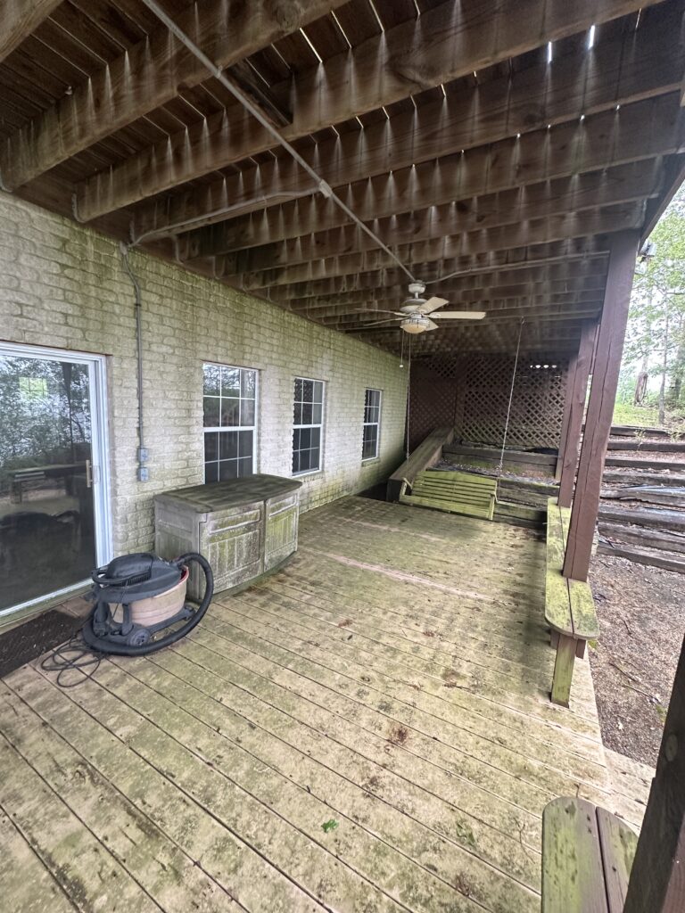 Deck cleaning before at Lake Limestone TX