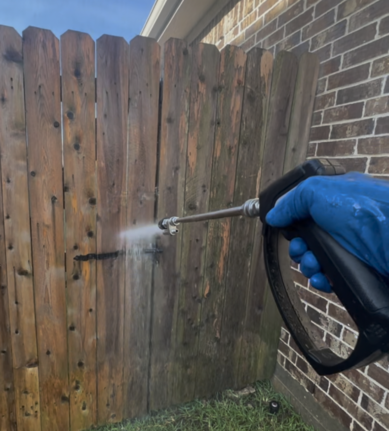 Gutter Brightening to remove tiger stripes in Bryan TX