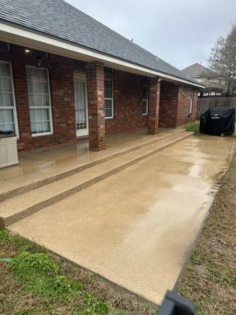 Back patio after pressure washing in College Station, TX
