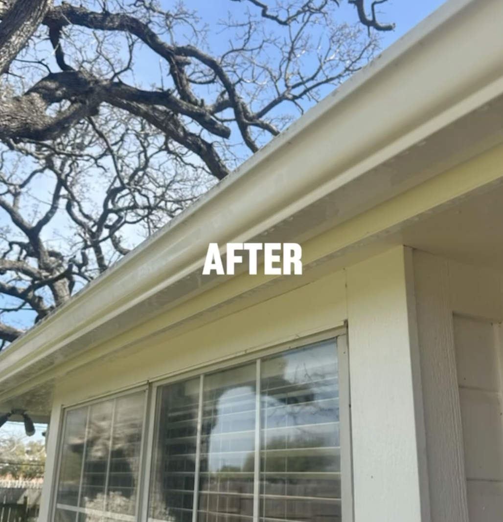 Bright clean gutters after gutter brightening in College Station TX