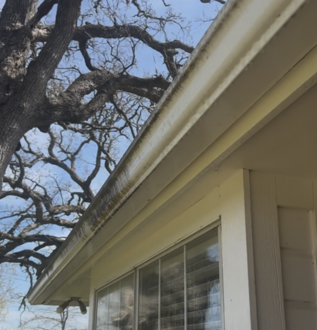 Gutter tiger stripes before gutter brightening in College Station TX