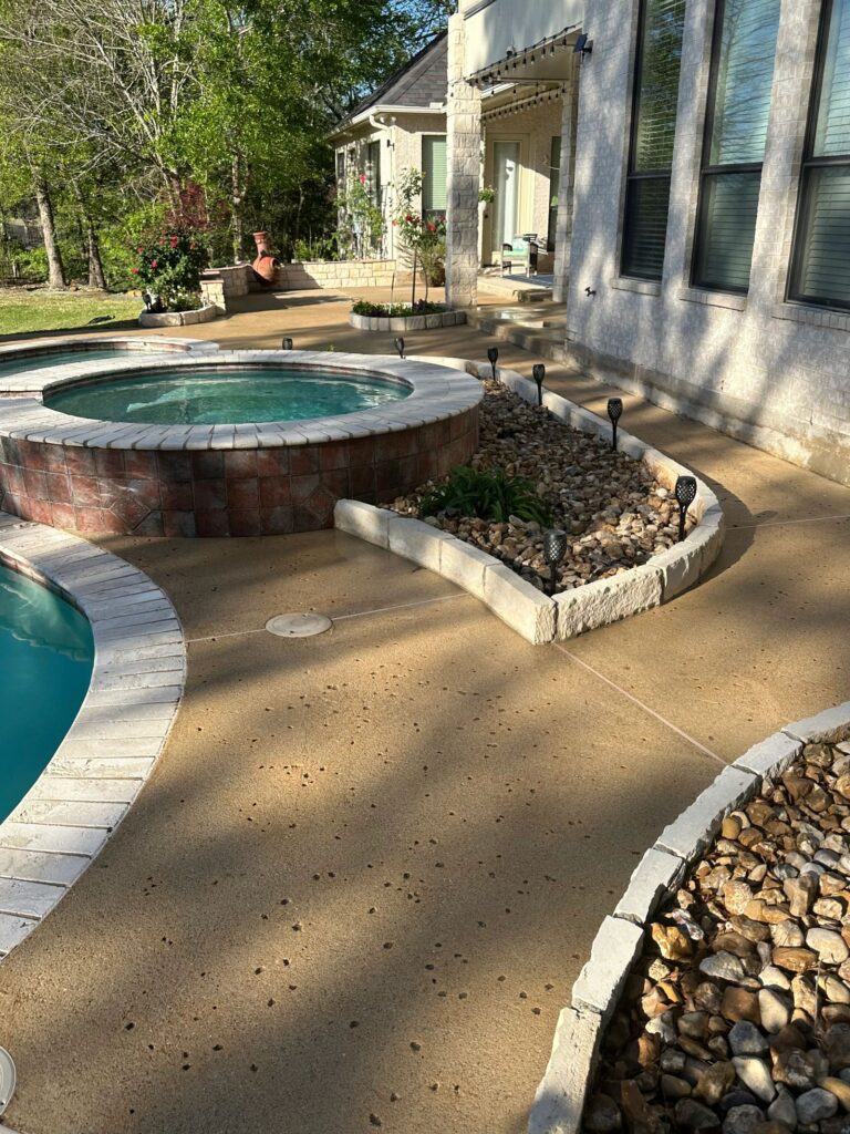 Pool deck after pressure washing in College Station, TX