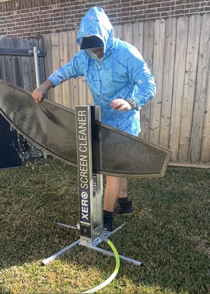 Window screen cleaning with a Xero screen cleaner in Bryan, TX